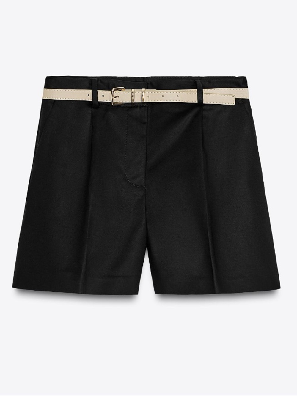 Zara Black Tailored Shorts with Darts Sz S (belt not included)